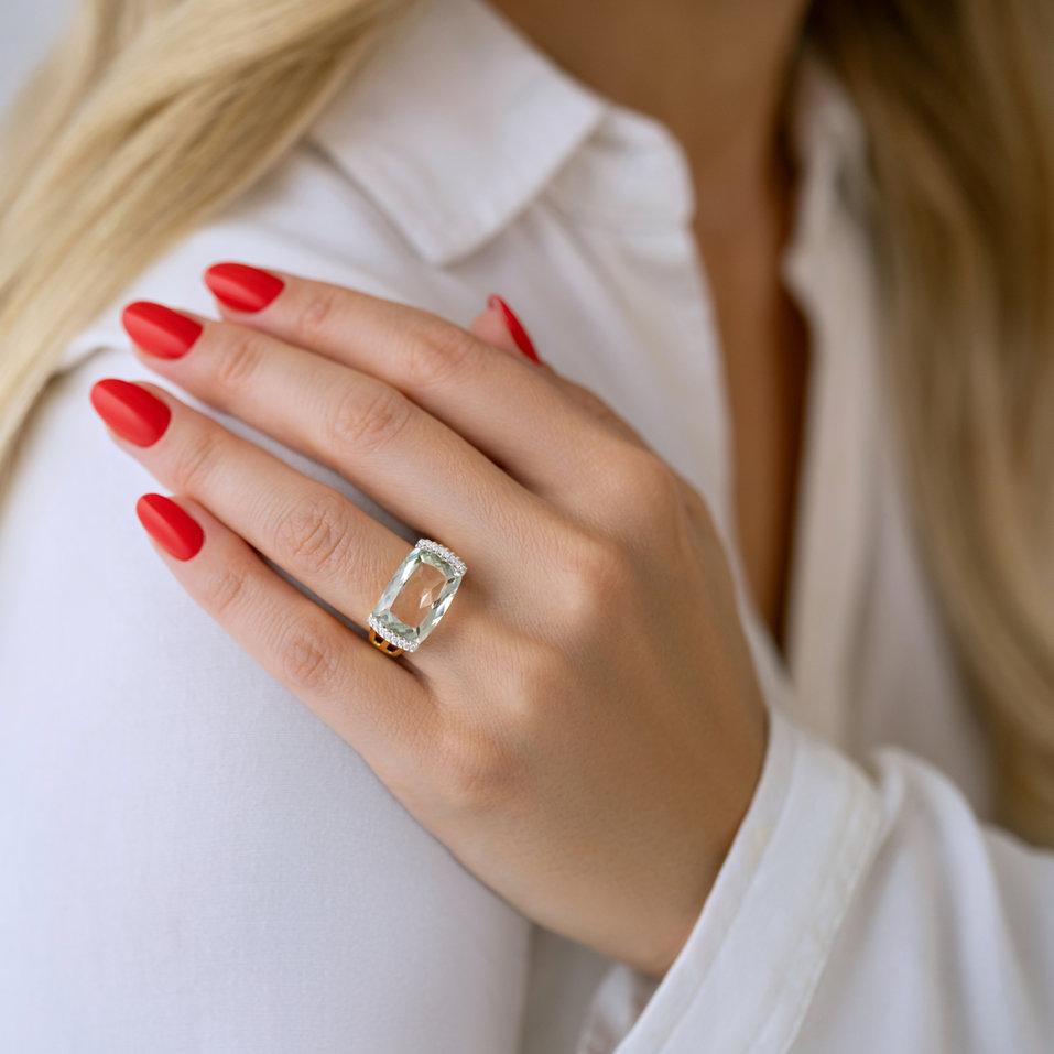 Prsten s diamanty a ametystem Cleantha