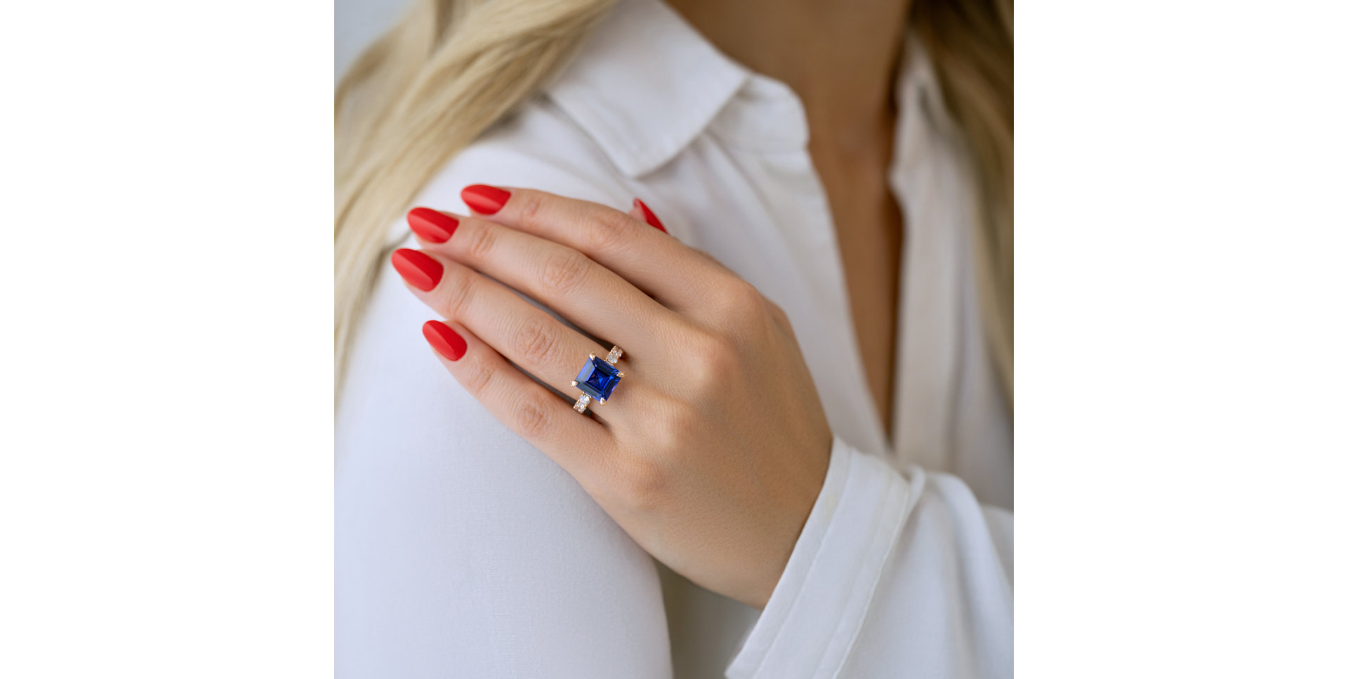 Prsten s diamanty a tanzanitem Fragment of Sky