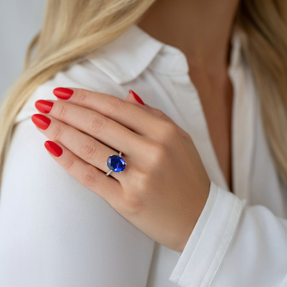 Prsten s diamanty a tanzanitem Fairytale Seraph