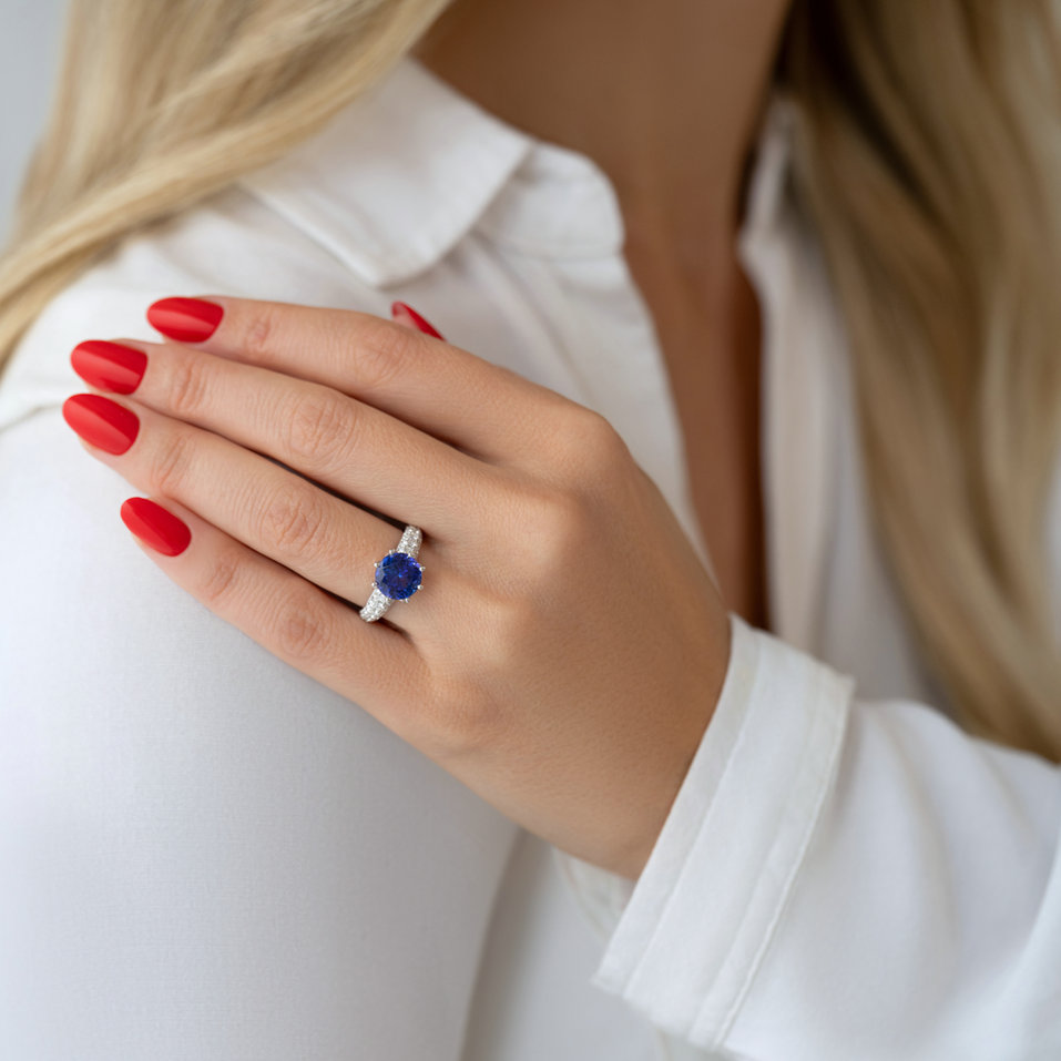 Prsten s diamanty a tanzanitem Adorned Soul
