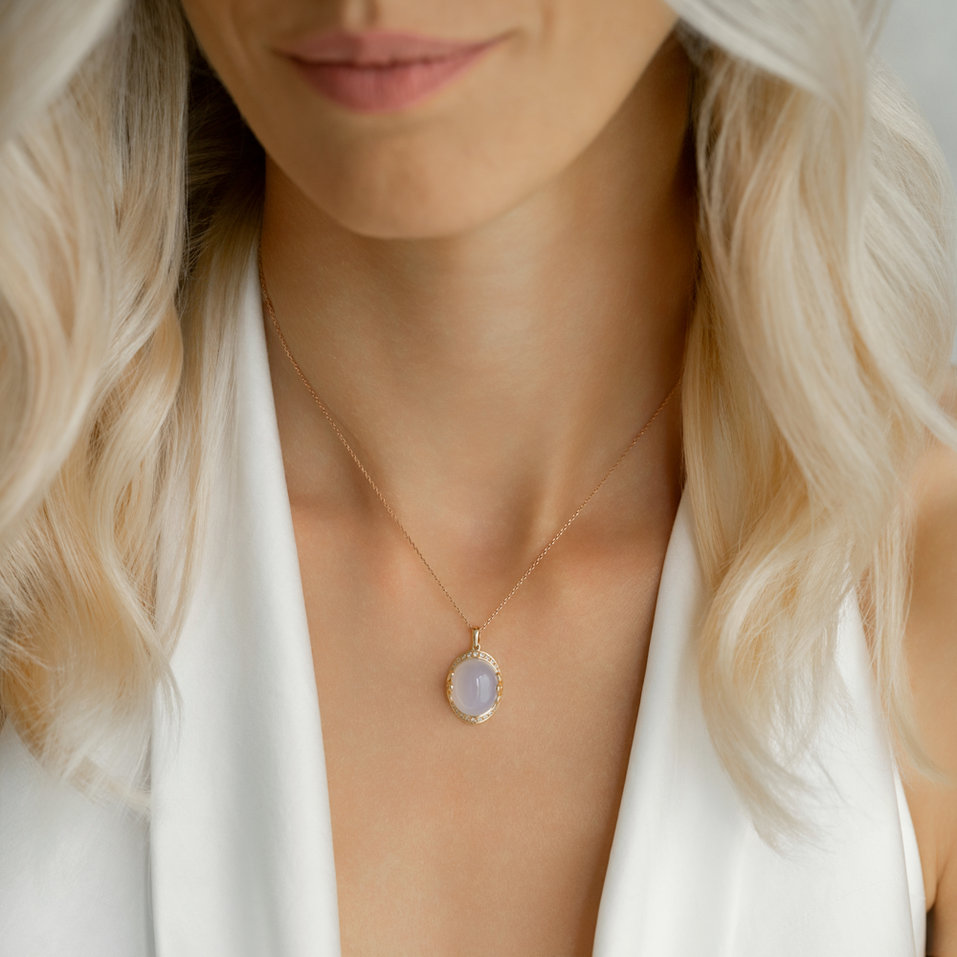 Náhrdelník s chalcedonem a diamanty Mystique