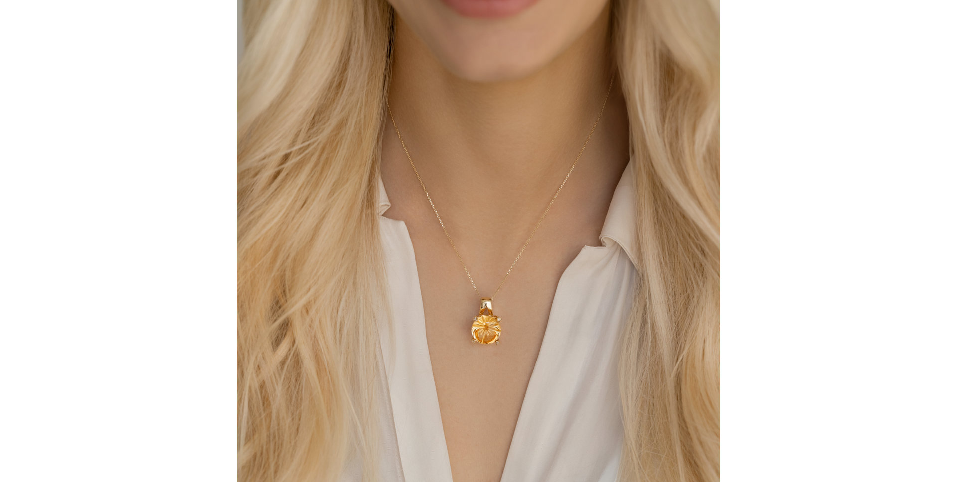 Přívěs s citrínem a diamanty Charming Blossom