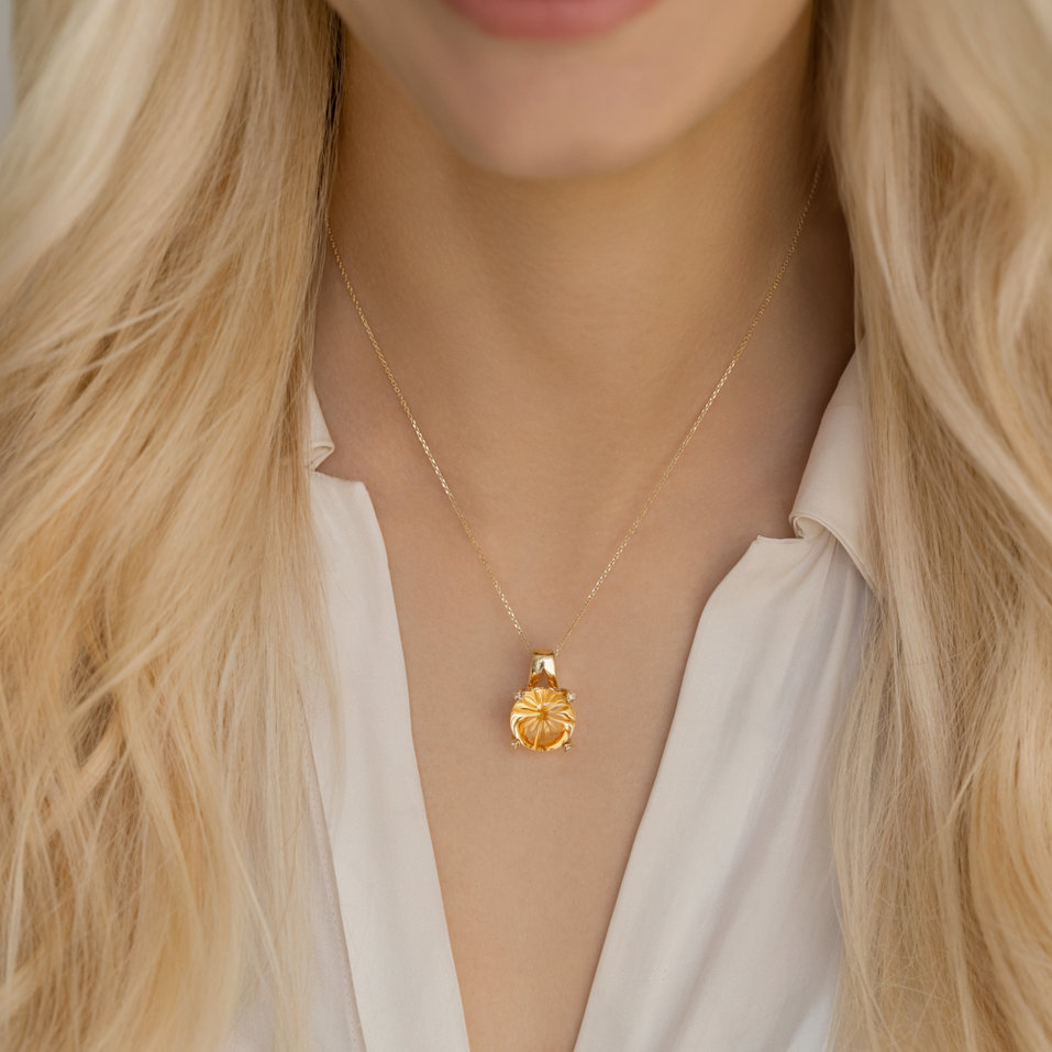 Přívěs s citrínem a diamanty Charming Blossom