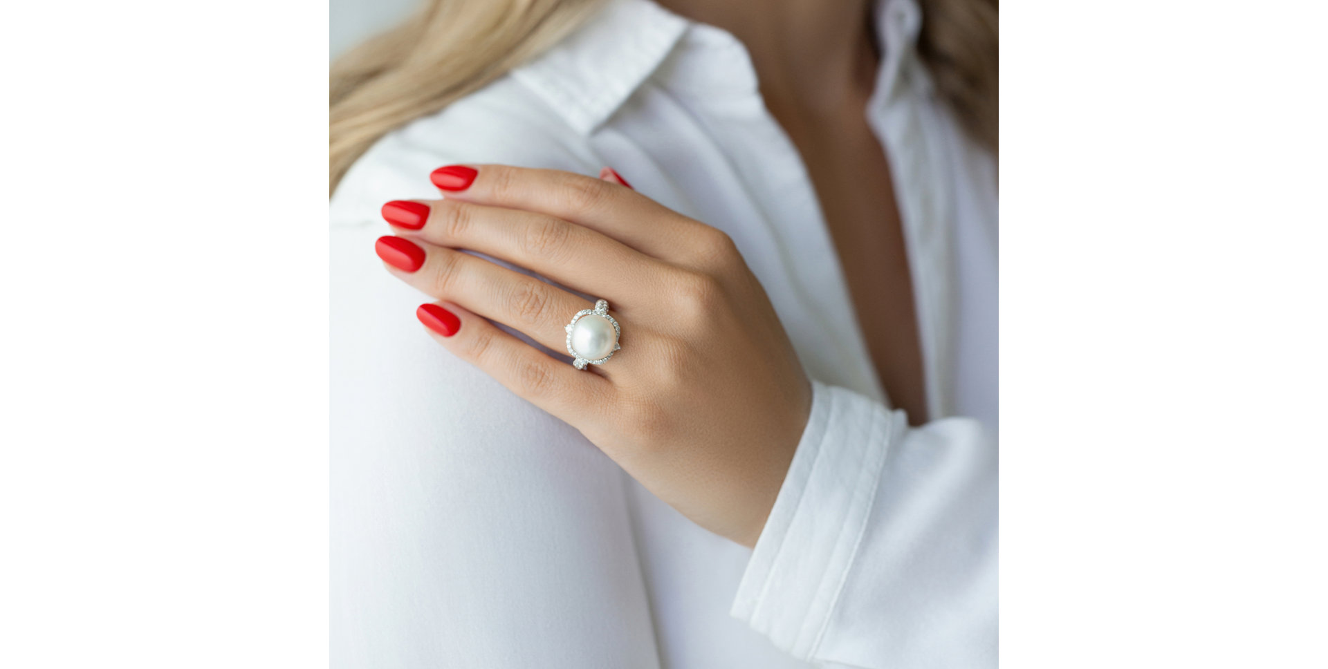 Prsten s perlou a diamanty Queen of Profound