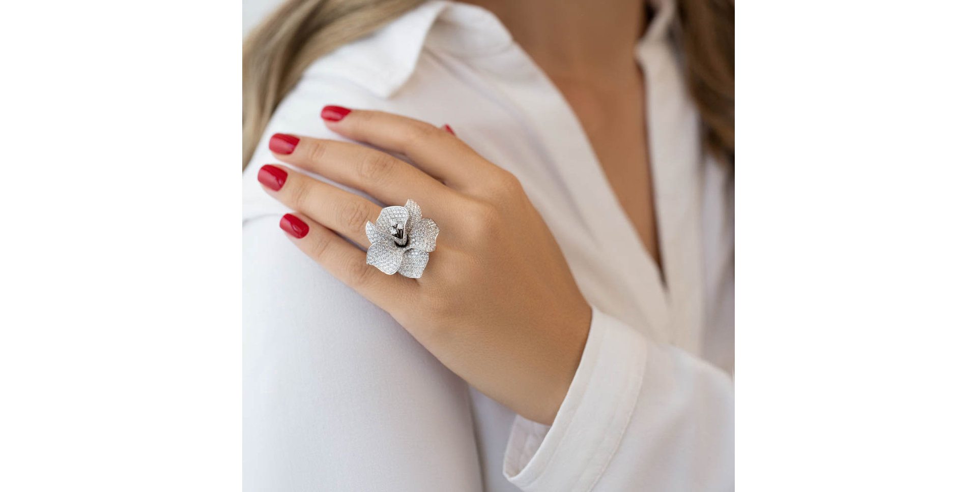 Prsten s diamanty Fantasy Flower