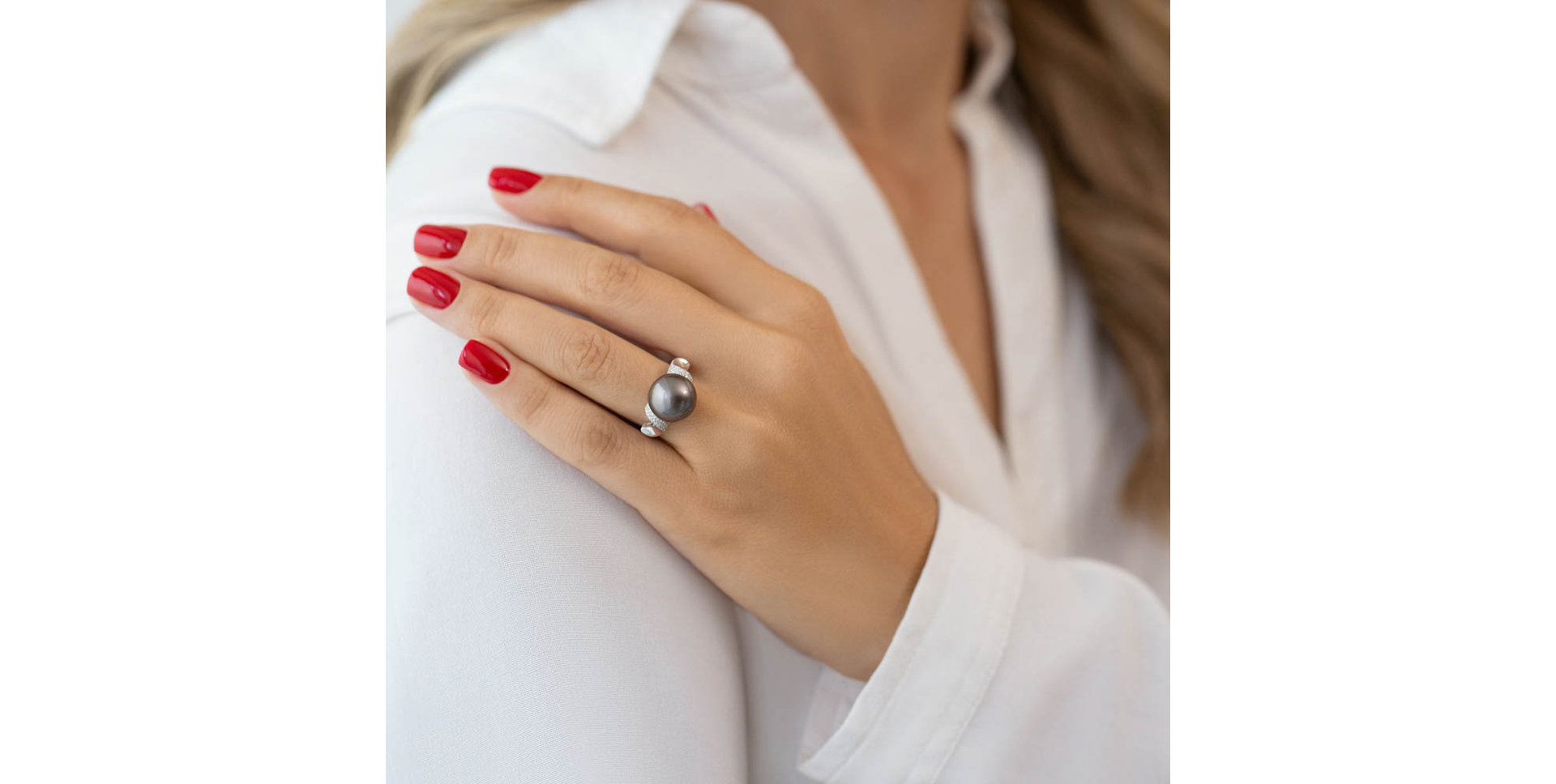 Prsten s perlou a diamanty Mermaid Song