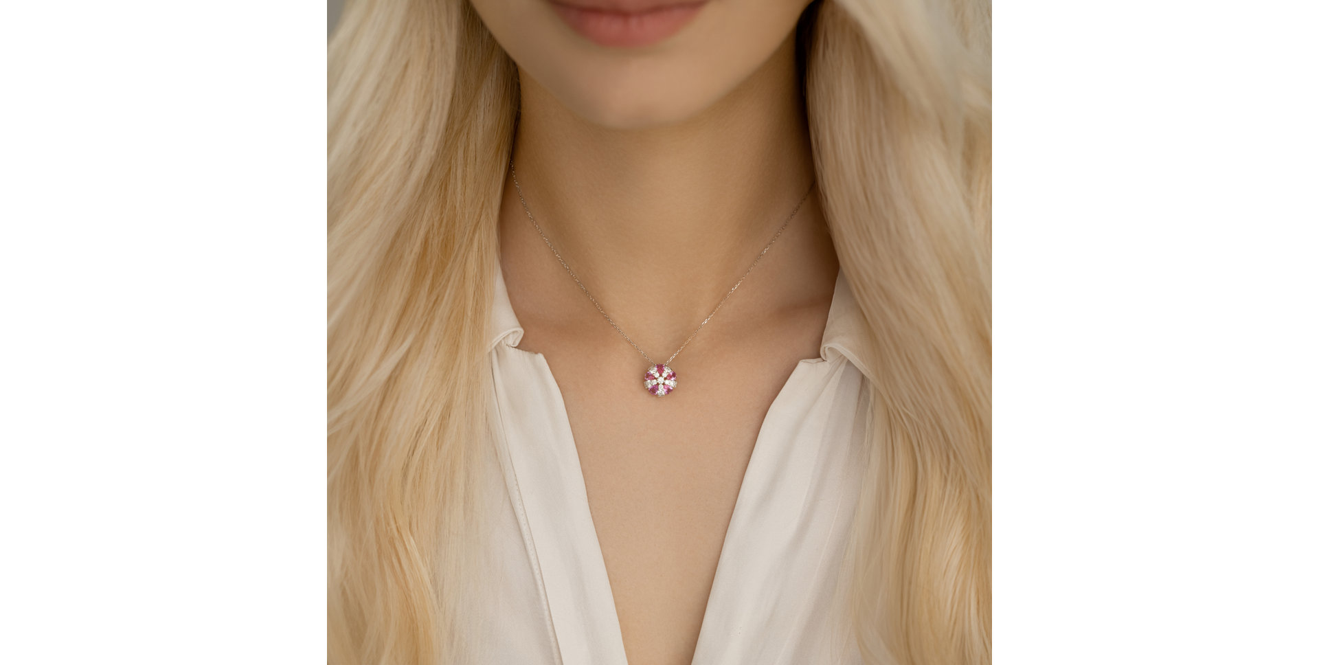 Přívěs s diamanty a safíry Shade of Rose