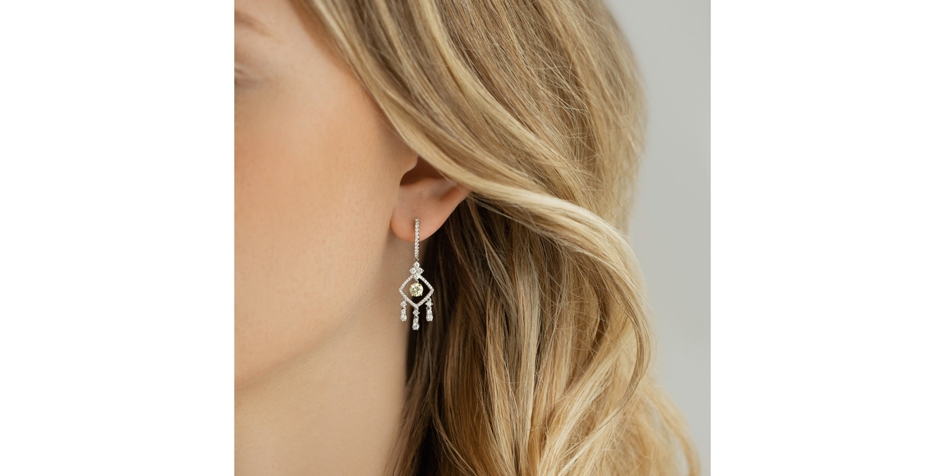 Náušnice s bílými a žlutými diamanty Sasha