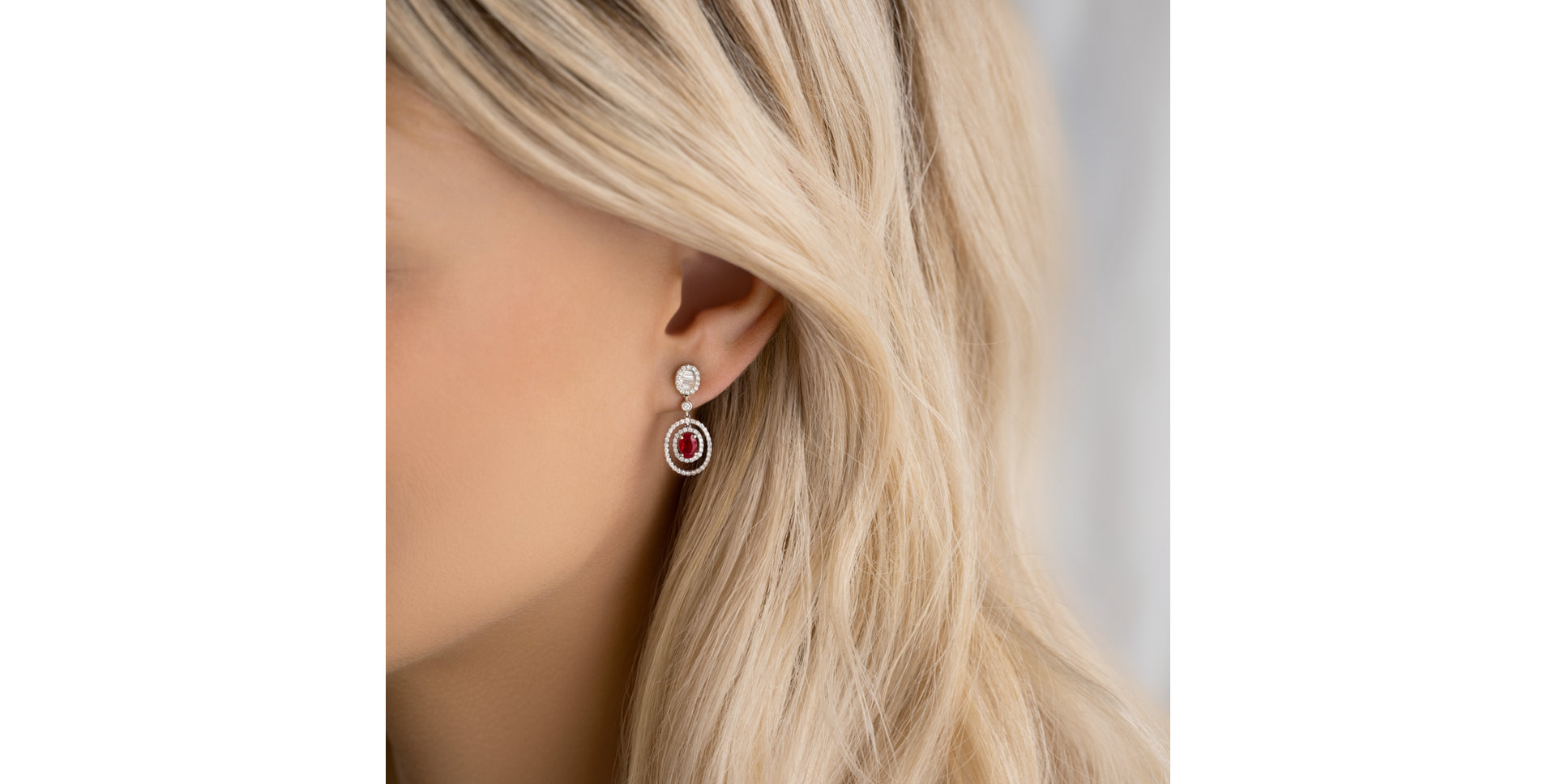 Náušnice s rubínem a diamanty Tiger Eye