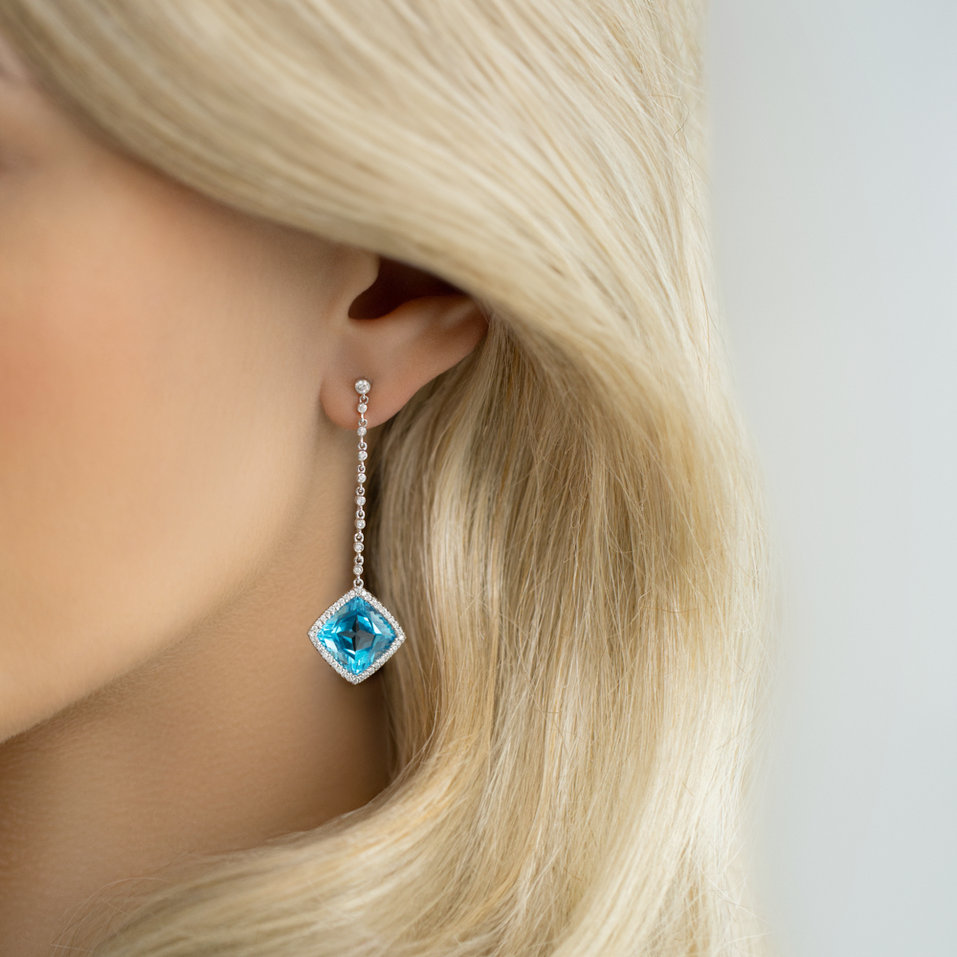 Náušnice s topazem a diamanty Orion