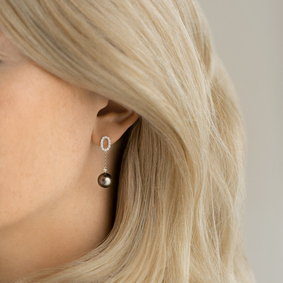 Náušnice s perlou a diamanty Ocean Void