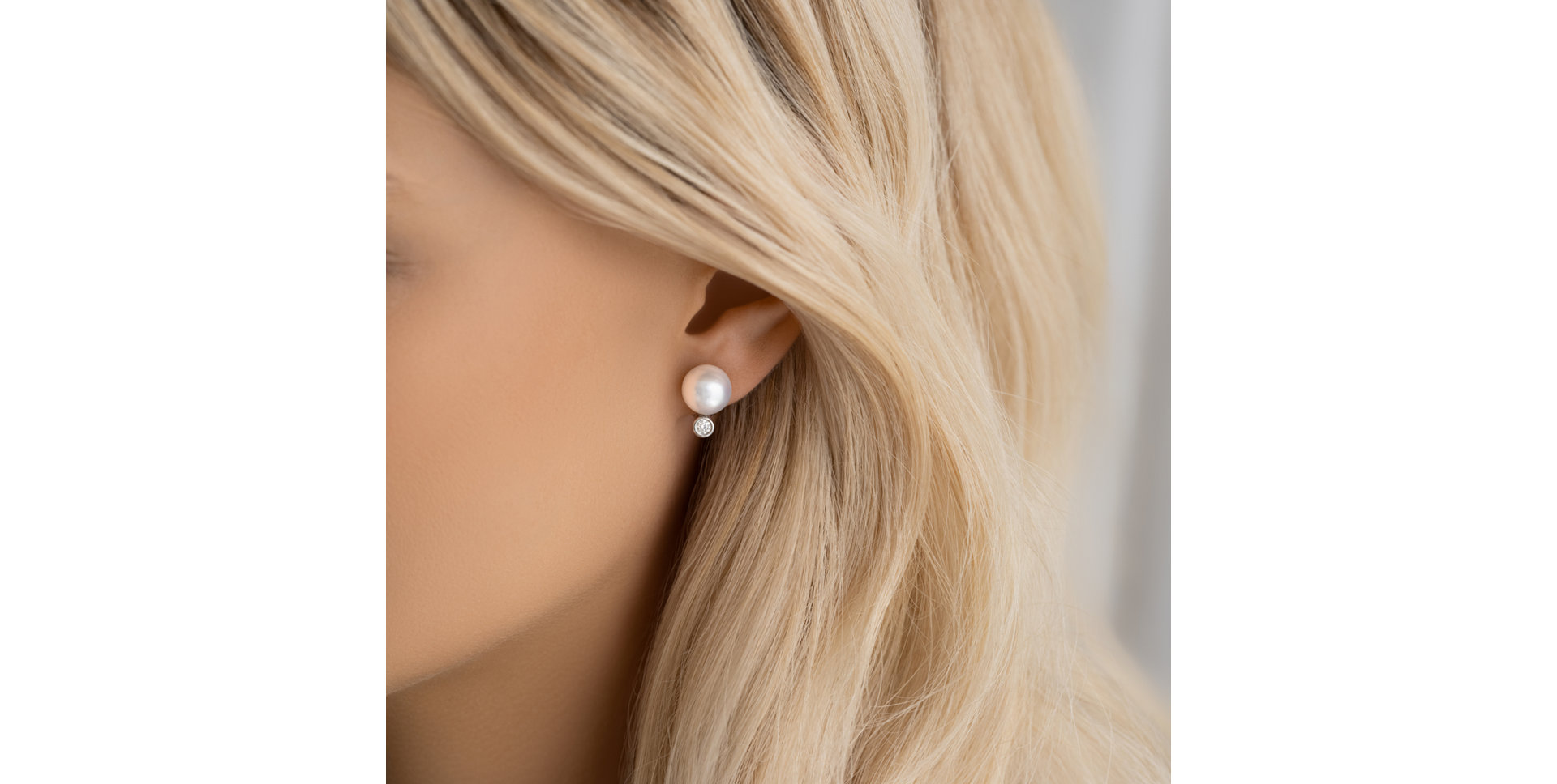 Náušnice s perlou diamantem Living Ocean