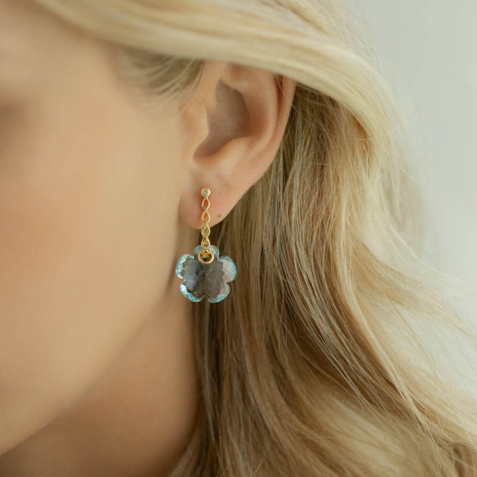 Náušnice s topazem a diamanty Happy Daisy