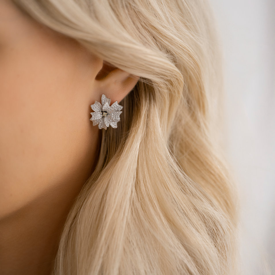 Náušnice s hnědými diamanty Celestial Rose