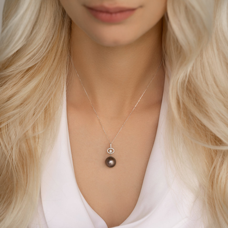 Přívěs s perlou a diamanty Agneia