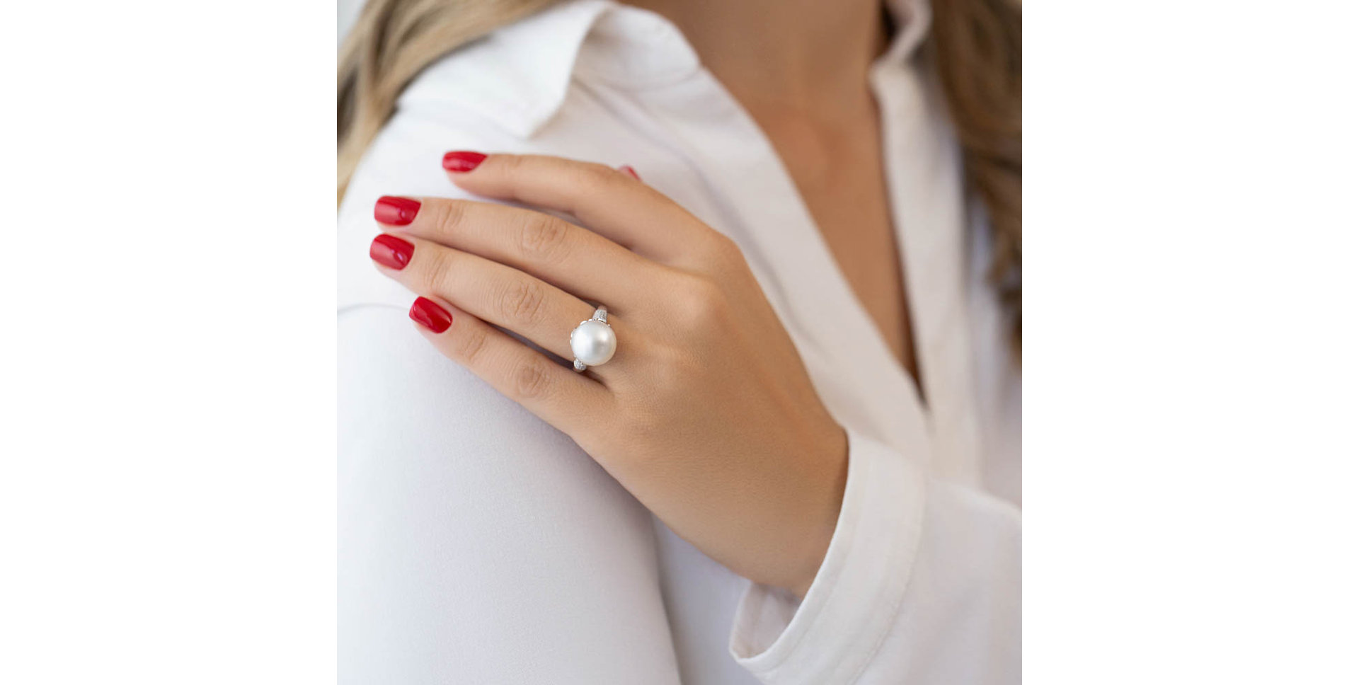 Prsten s perlou a diamanty Divine Reef