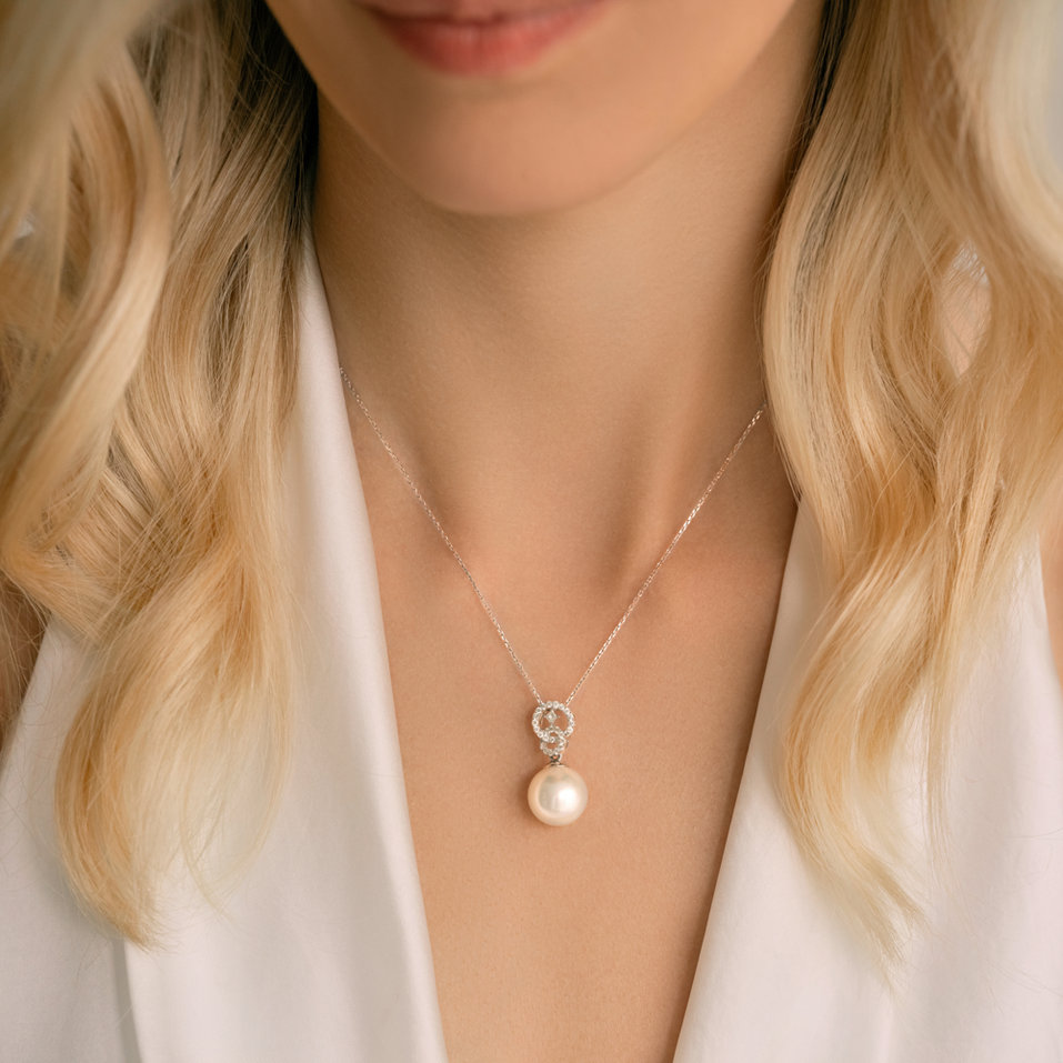 Přívěs s perlou a diamanty Space Pearl