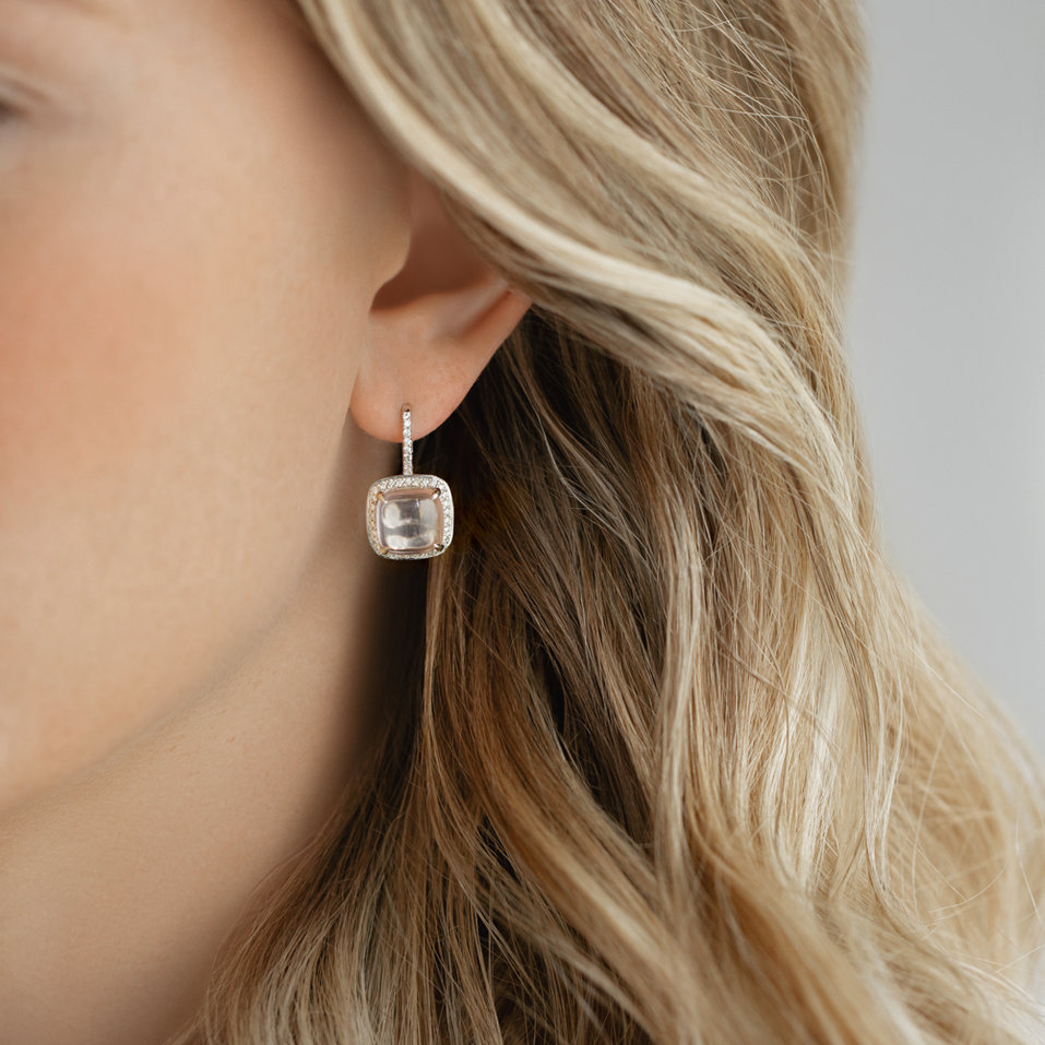 Náušnice s růženínem a diamanty Niamh