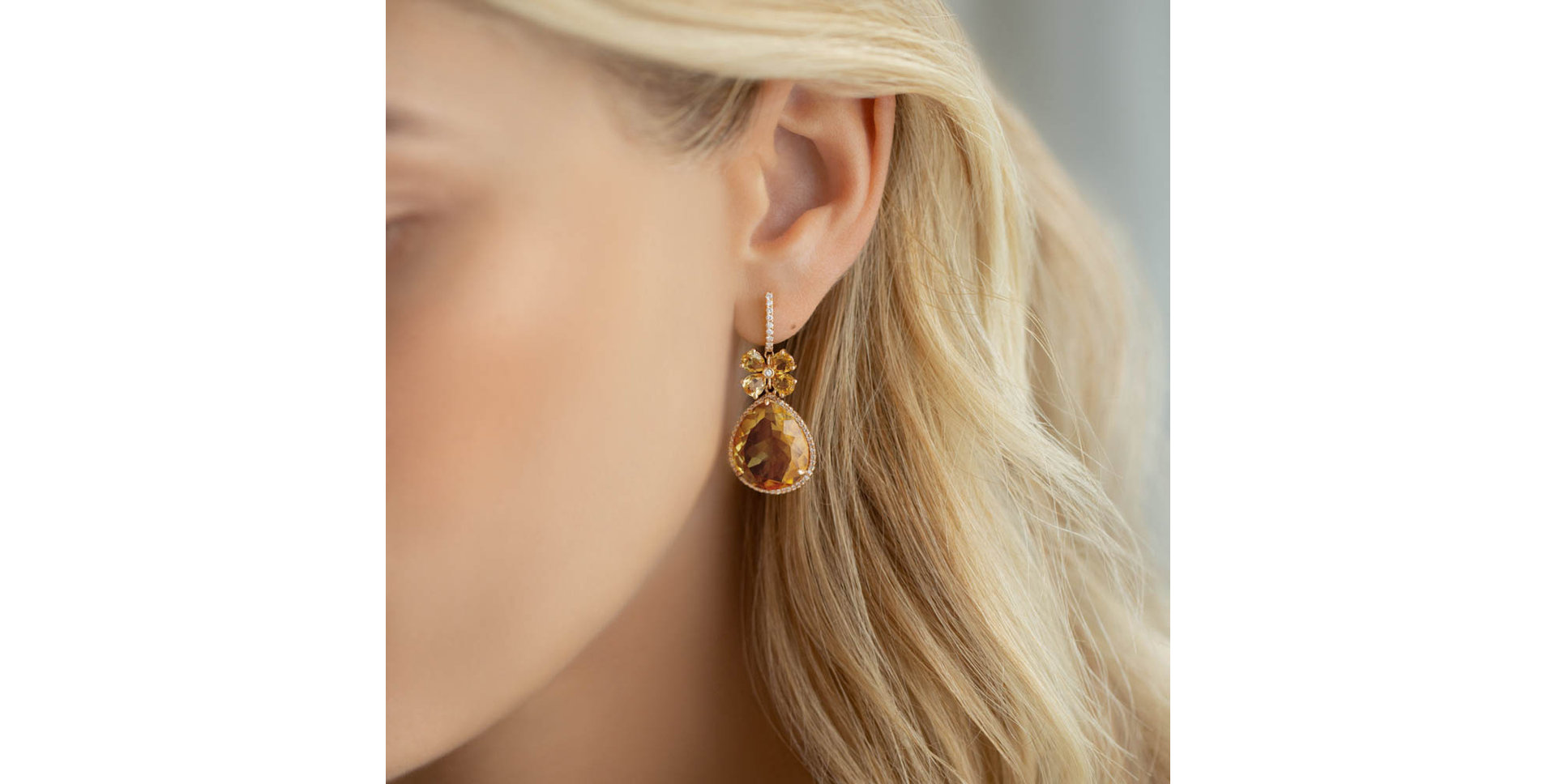 Náušnice s citrínem a diamanty Freida