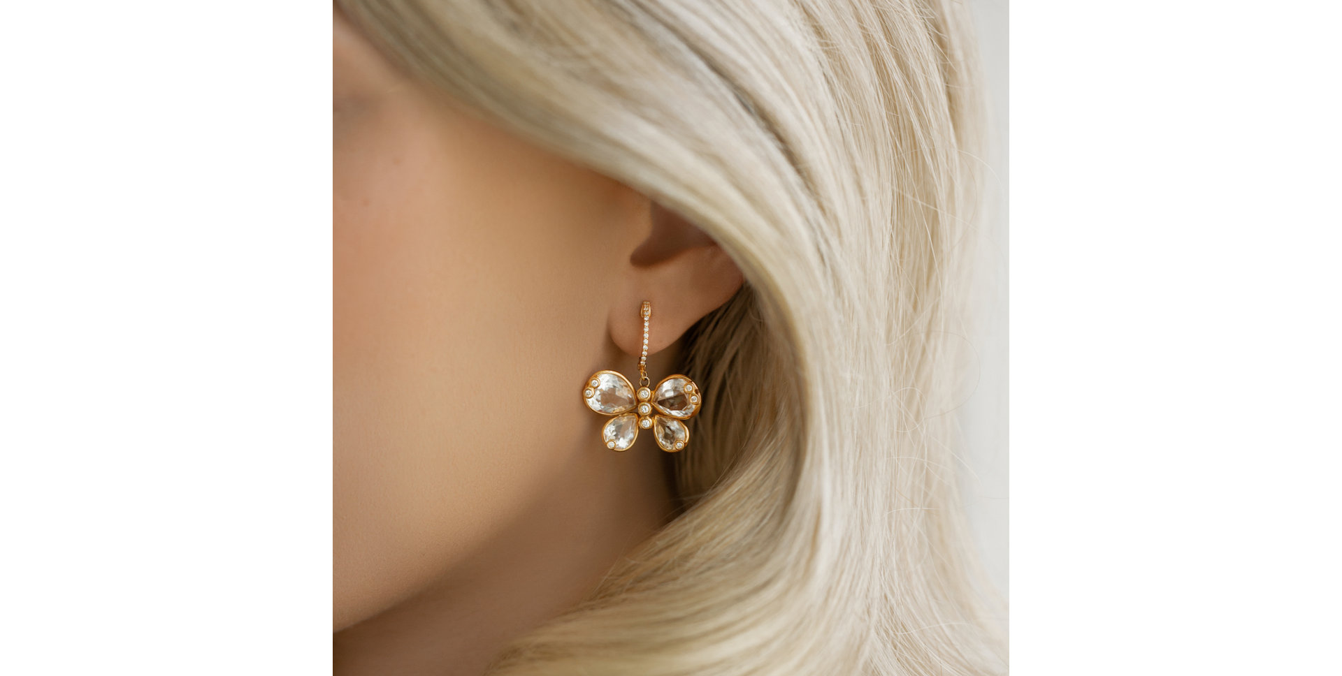 Náušnice s diamanty a topazy Mandie