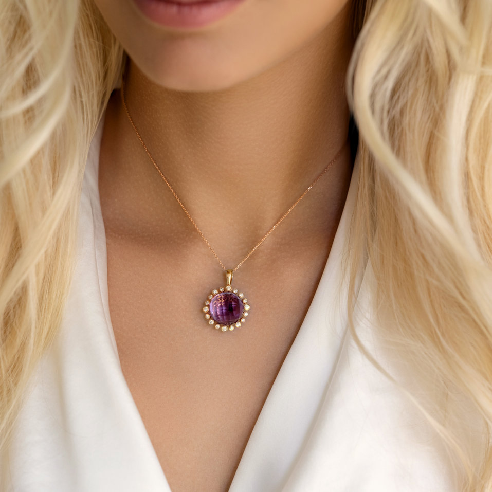 Přívěs s ametystem a diamanty Darius