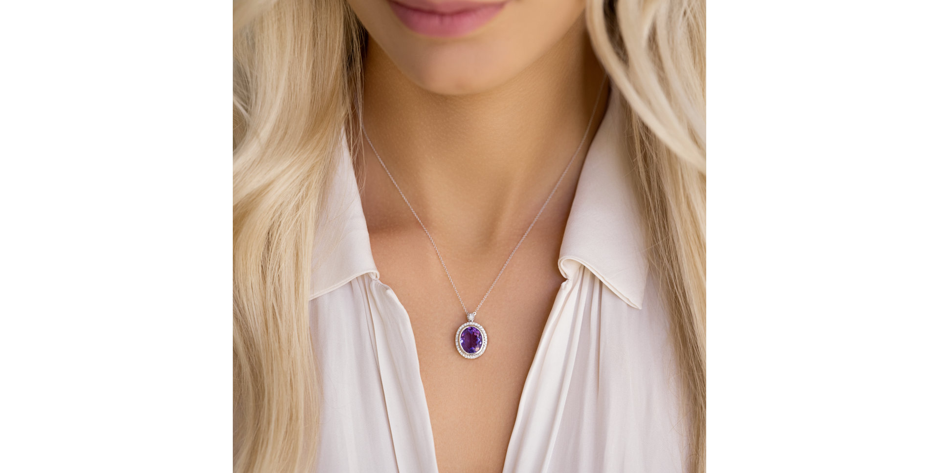 Náhrdelník s topazem a diamanty Alban