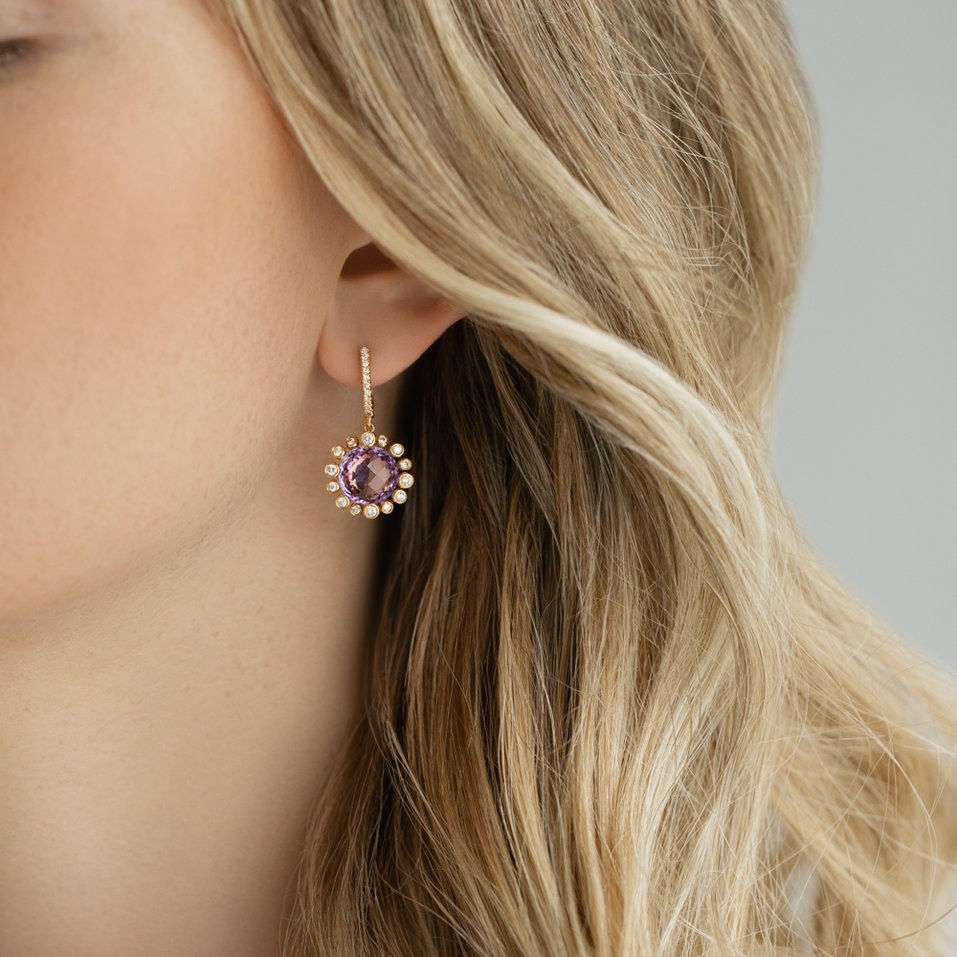 Náušnice s ametystem diamanty Caroline
