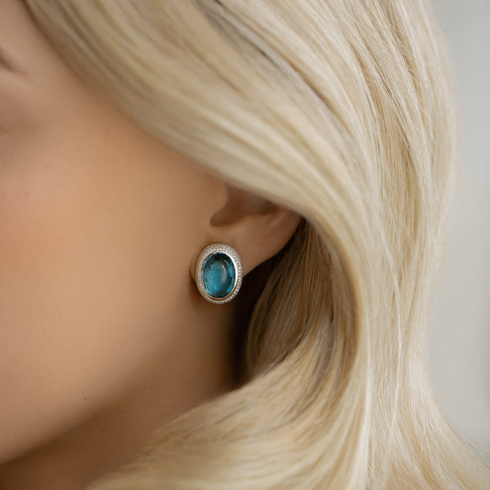 Náušnice s topazem a diamanty Lullabic Melody