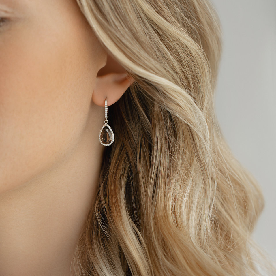 Náušnice s quartzem a diamanty Maryam