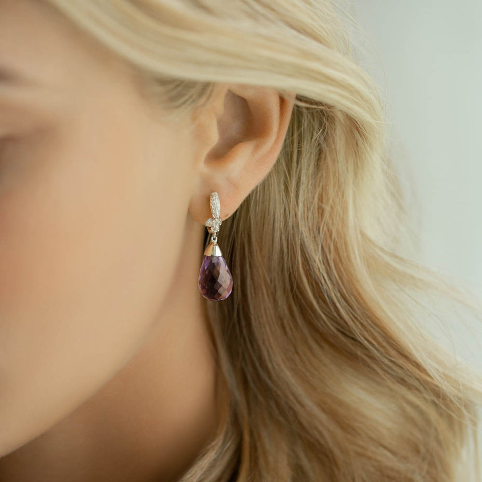 Náušnice s topazem a diamanty Nena