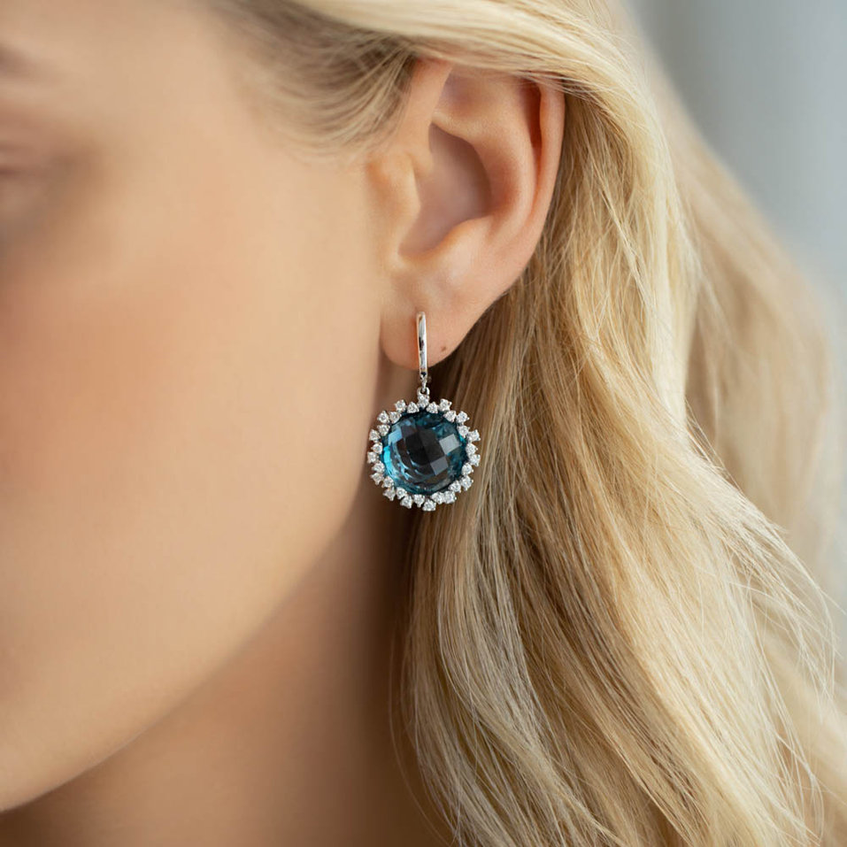 Náušnice s topazem a diamanty Sally