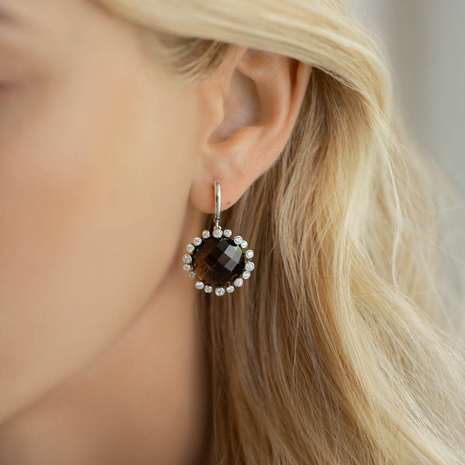 Náušnice s topazem a diamanty Sandra