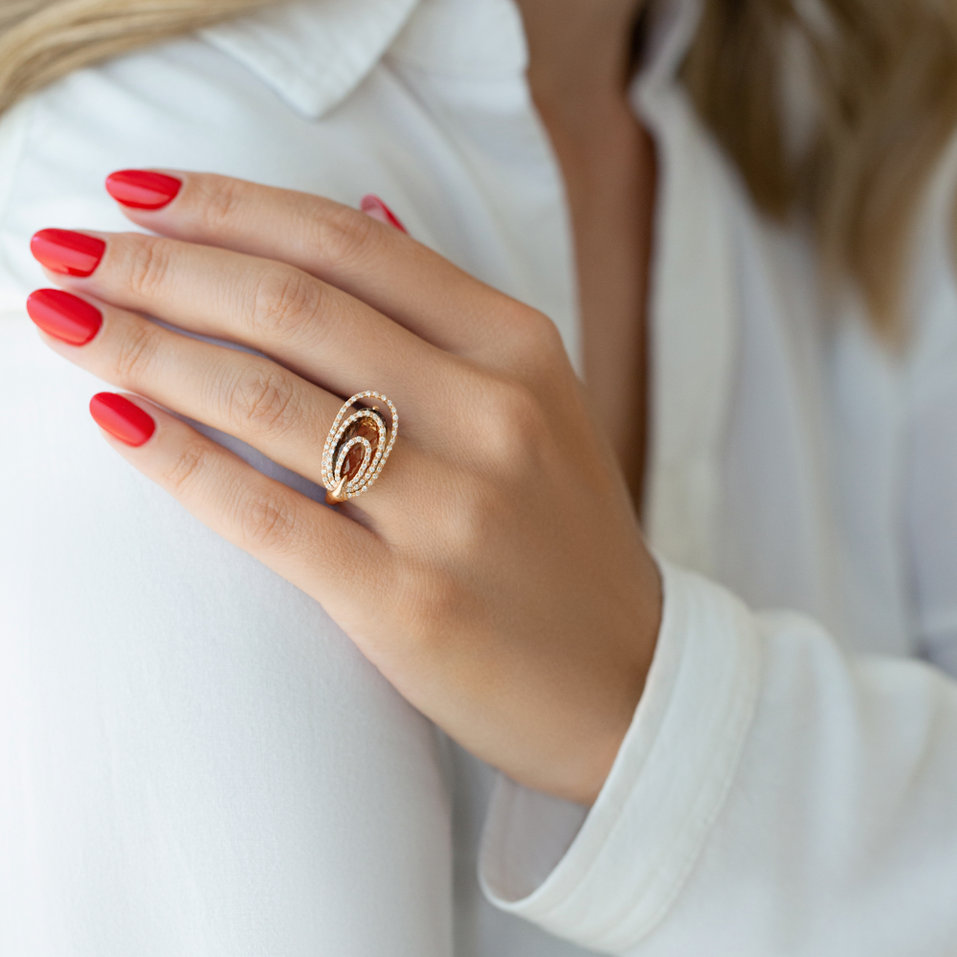 Prsten s quartzem diamanty Yesenia