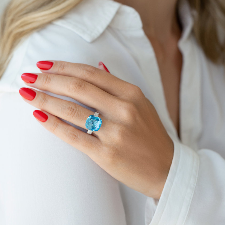 Prsten s topazem a diamanty Luckstone