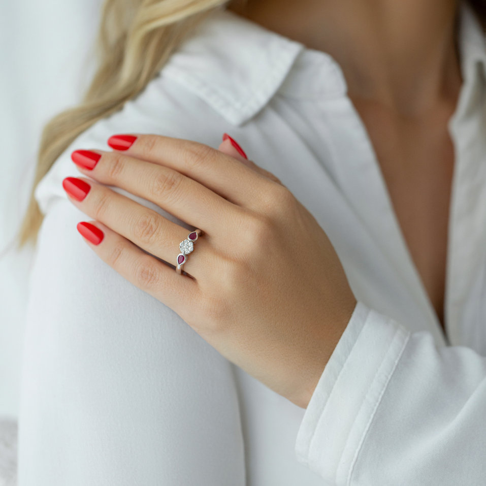 Prsten s diamanty a rubíny Heaven Princess