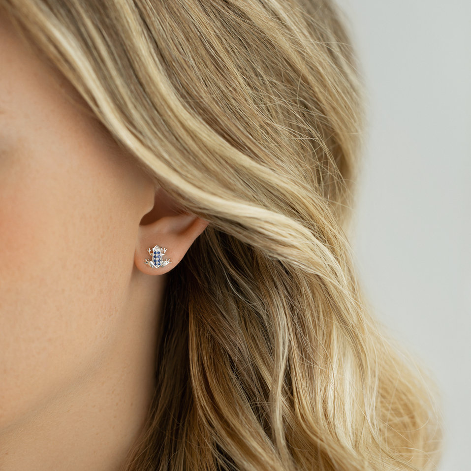 Náušnice s diamanty, safíry a rubíny Happy Frog