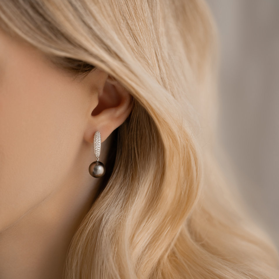 Náušnice s perlou a diamanty Eternal Waters