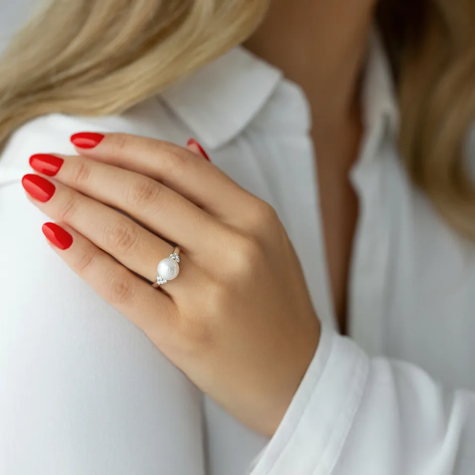 Prsten s perlou a diamanty Ocean Illusion