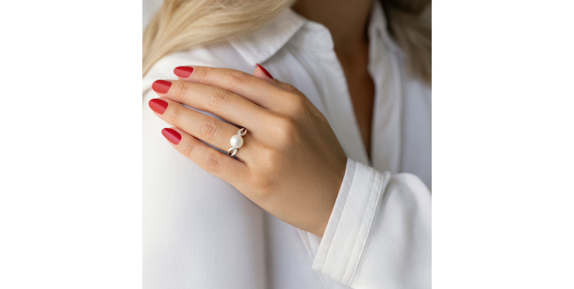 Prsten s perlou a diamanty Oceans Light