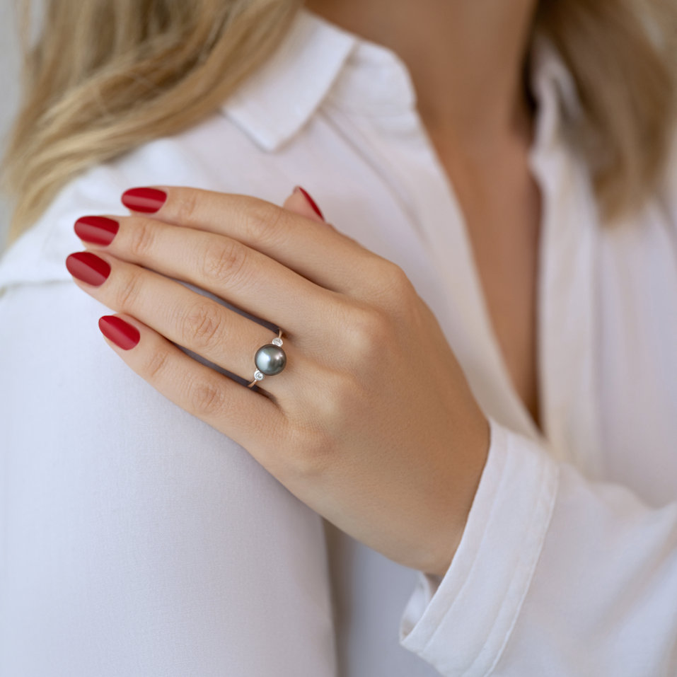 Prsten s perlou a diamanty Secret Shore