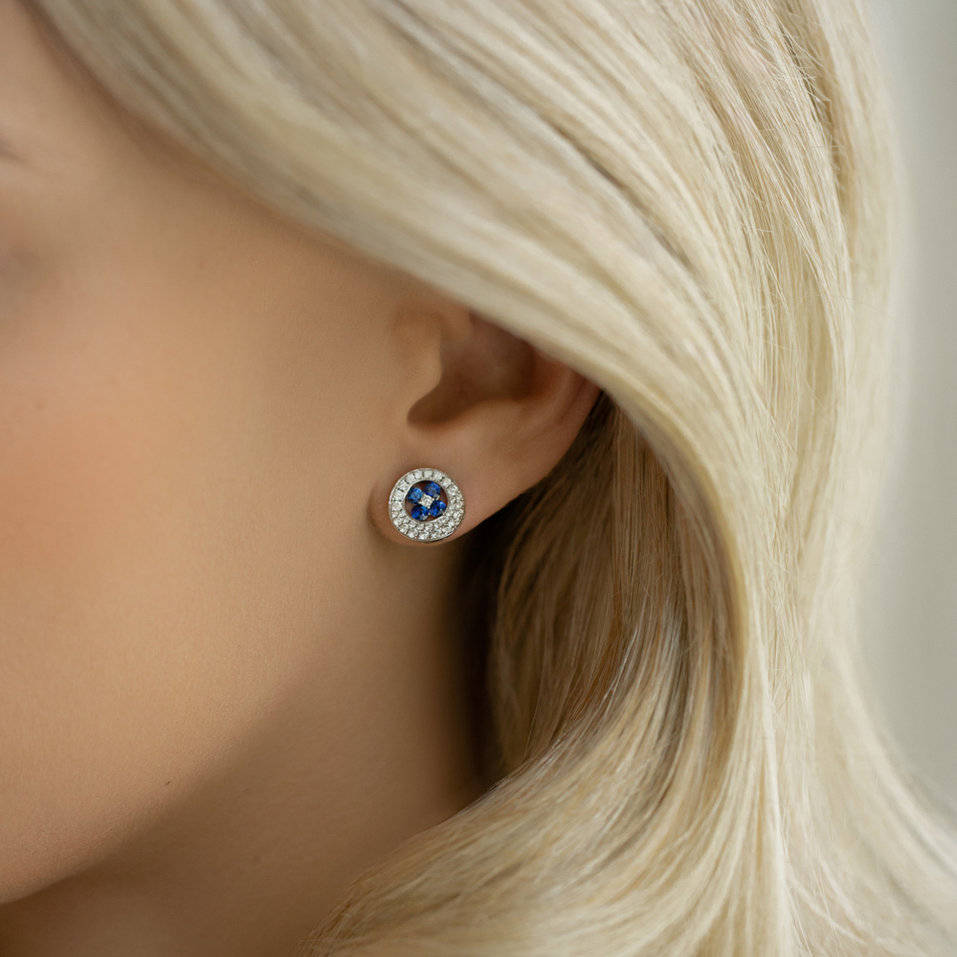 Náušnice s diamanty a safíry Tatjana