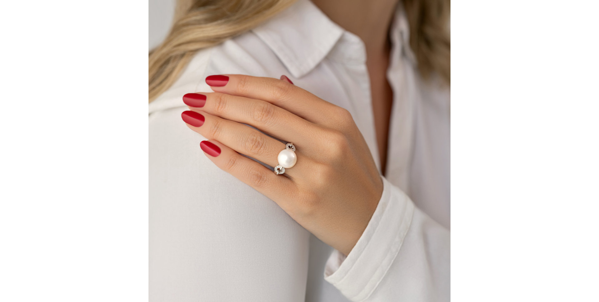 Prsten s perlou a diamanty Sea Whisper