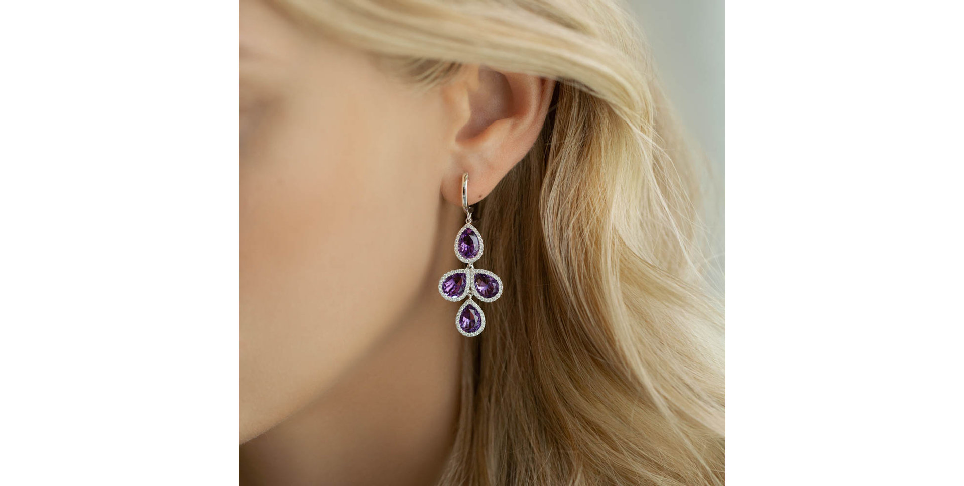 Náušnice s ametysty a diamanty Charming Princess