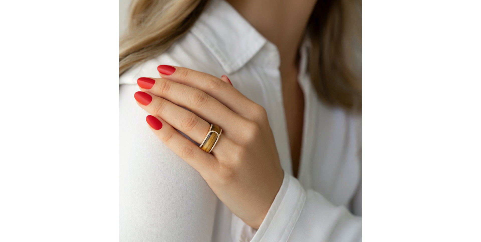 Prsten s tygřím okem a diamanty Imogen