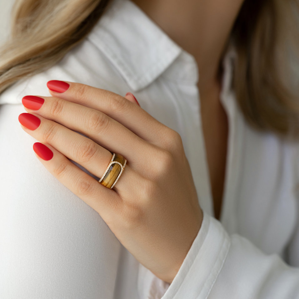 Prsten s tygřím okem a diamanty Imogen