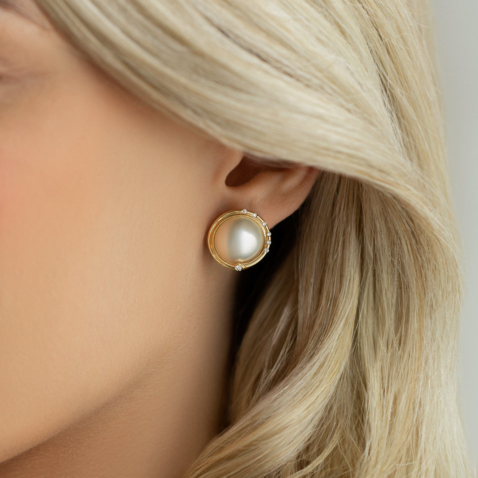 Náušnice s perlou a diamanty Hecate Pearls
