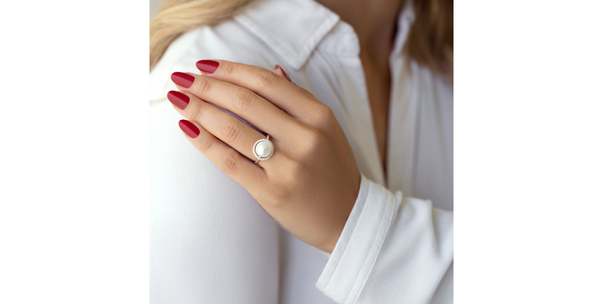 Prsten s perlou a diamanty Sail Away