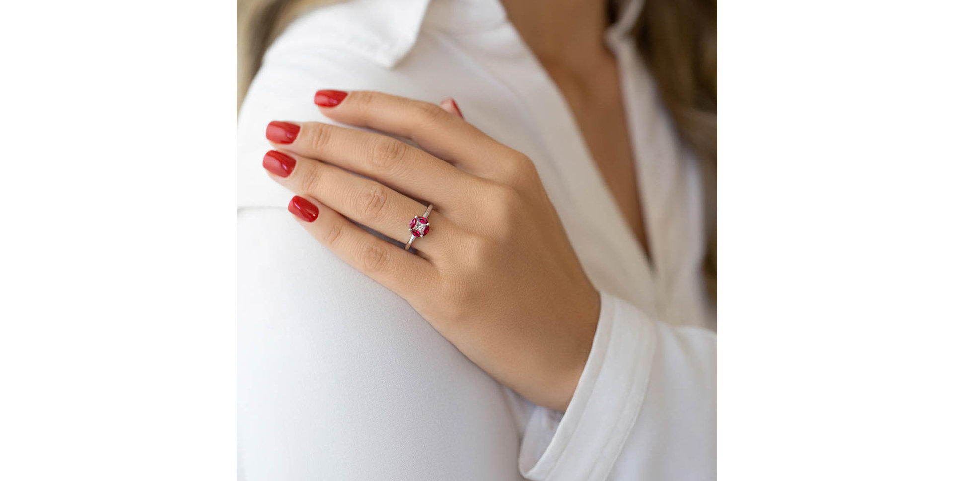 Prsten s diamanty a rubíny Princess Passion