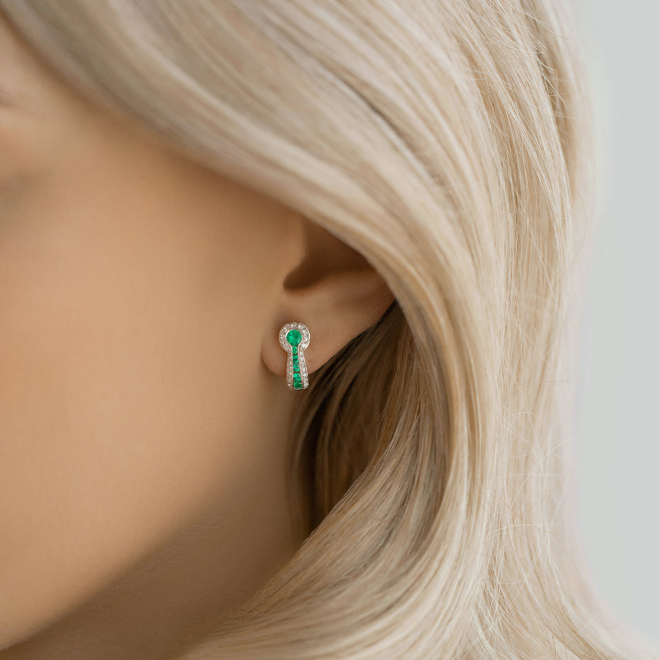Náušnice s diamanty a smaragdy Kayden