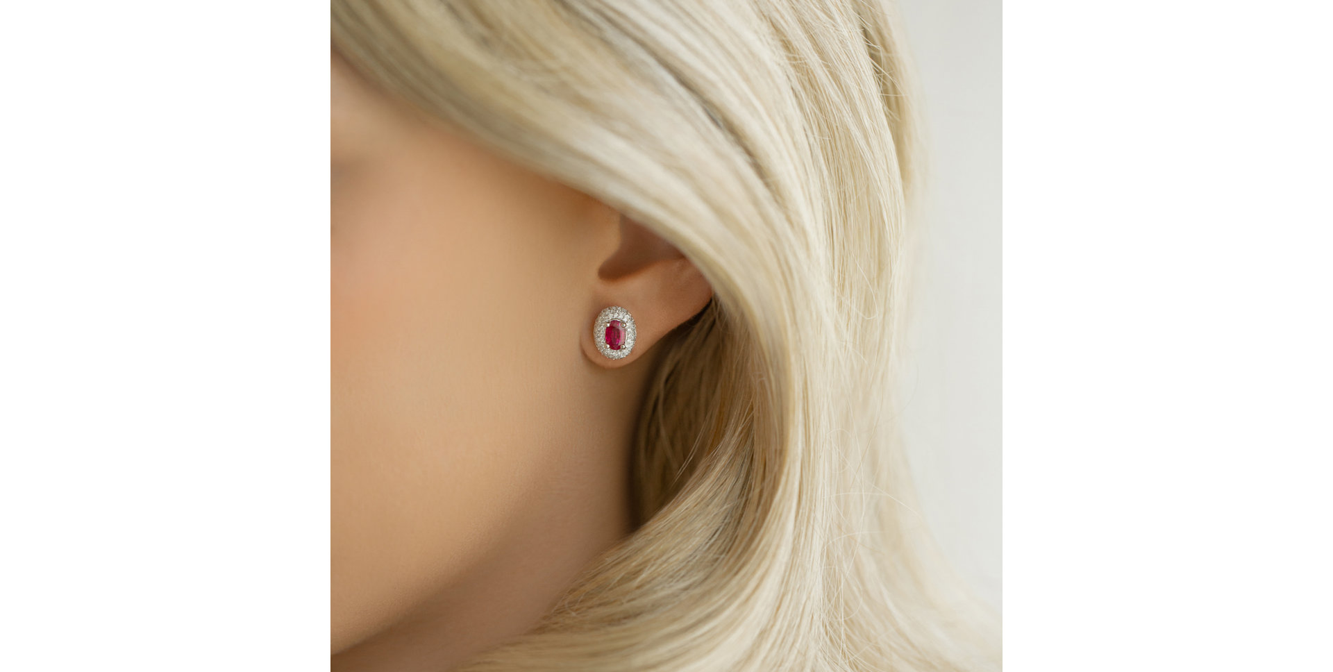 Náušnice s rubínem a diamanty Romance Queen